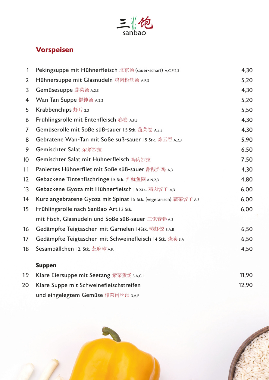Speisekarte Seite 2