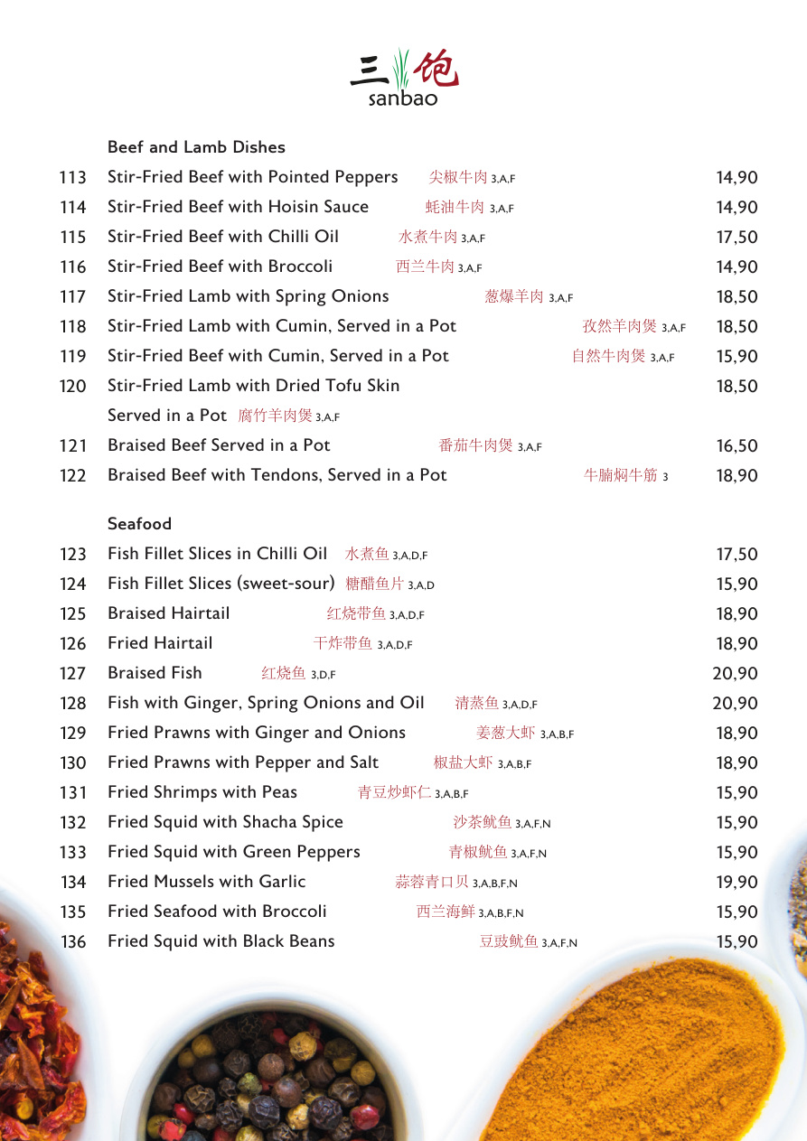 English Menu Page 9